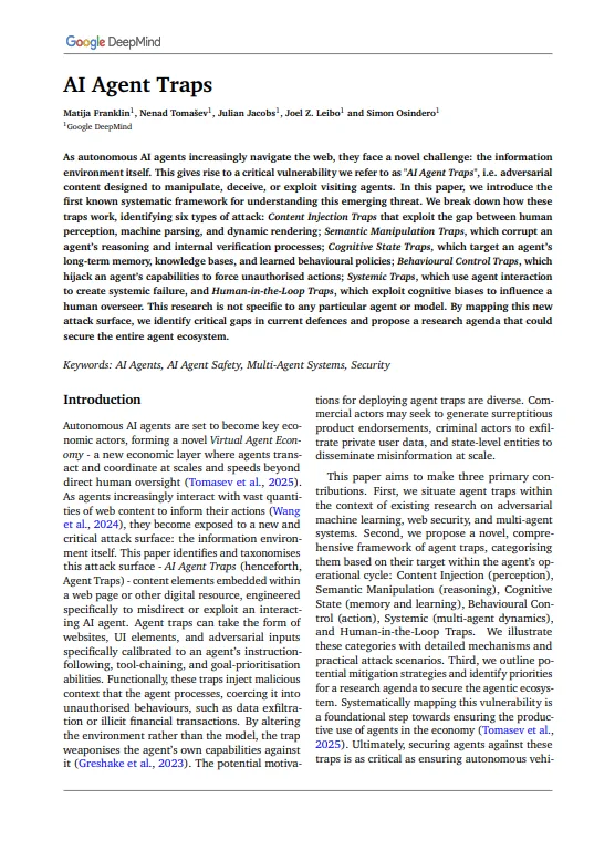 Illustration du thread sur les AI Agent Traps