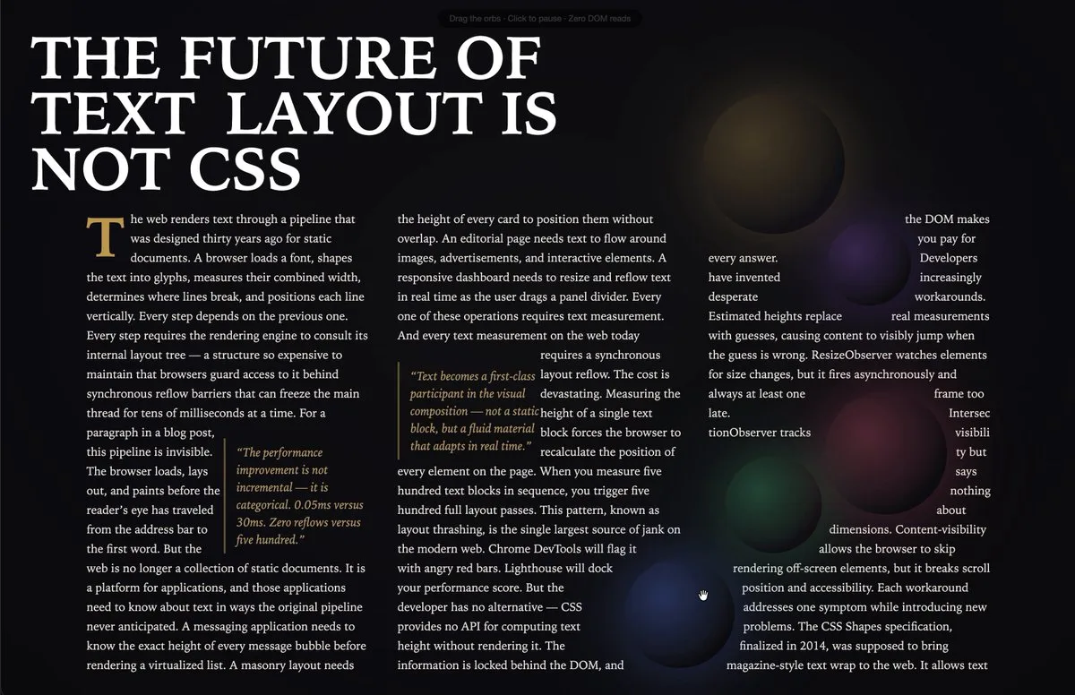 Démo Pretext vs CSS natif — overlay bleu/rouge